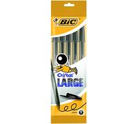 Bic - Cristal Large - Pochette de 5 Stylos-billes - Noir, 5 Unité