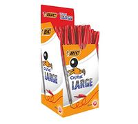 BIC Stylo à bille Cristal Pointe large 1,6 mm Encre rouge Lot de 3