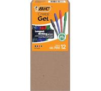 BIC Cristal - Lot de 12 stylos à encre gel - Pointe moyenne (0,7 mm) - Écriture ultra douce et longue durée - Couleurs assorties