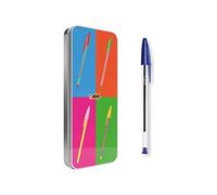 BIC Cristal Lot de 20 stylos à bille colorés, Pop Art Limited Edition, cadeau en métal, réutilisable, 20 unités