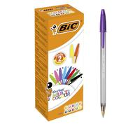 BIC Stylos-bille Cristal Multicolour, Pointe large 1,6 mm, Couleurs assorties, Boîte 20