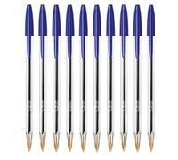 BIC Cristal Original 1.0mm Lot de 10 - Encre longue durée, écriture jusqu'à 2 fois plus que les stylos à bille standard, écriture lisse, utilisation quotidienne fiable, fabriqué en France (Bleu)