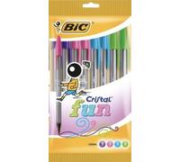 Bic Cristal Original Lot de 8 Stylos à bille sans bavure pointe moyenne Idéal pour le bureau et l'école (Cristal Original Fun, encre assortie (1,6 mm)