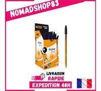 BIC Cristal Original Stylo Bille Pointe Fine 0,8 mm Noir - Boîte de 50