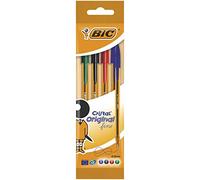 BIC Cristal Original Stylos-Bille Pointe Fine (0,8 mm) - Couleurs Assorties, Pochette de 4