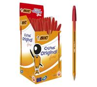 BIC Cristal Original Stylos-Bille Pointe Fine (0,8 mm) - Écriture Fine et Précise - Rouge, Boîte de 50