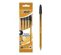 BIC Cristal Original Stylos-Bille Pointe Fine (0,8 mm) - Noir, Pochette de 4