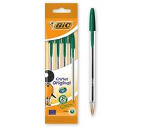 BIC Cristal Original Stylos-Bille Pointe Moyenne (1,0 mm) - Vert, Pochette de 4