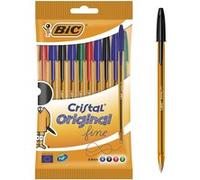 BIC Stylos-bille Cristal Original Pointe fine (0,8 mm) Couleurs assorties 50 g