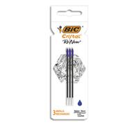 3 Recharges pour Stylo Bille BIC Cristal Re’New Pointe Moyenne Encre bleue