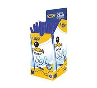 Bic Cristal Soft Lot de 50 stylos à bille Pointe moyenne Bleu