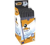 BIC Cristal Soft Stylos-Bille Pointe Moyenne (1,2 mm) - Corps Bleu Ciel - Écriture Douce et Fluide - Noir, Boîte de 50