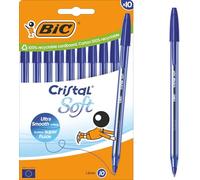 BIC Cristal Soft Stylos-Bille Pointe Moyenne (1,2 mm) - Écriture Douce et Fluide - Bleu, Boîte carton de 10