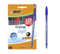 BIC Cristal Soft Stylos-bille Pointe Moyenne (1,2 mm) Édition Spéciale - Couleurs d’encre assorties, pack de 20
