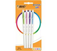 BIC Cristal Up Stylo-Bille Pointe Moyenne (1,2 mm) - Couleurs Fantaisies Assorties, Blister de 4