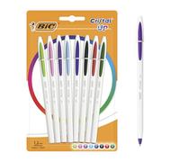 BIC Cristal Up Stylos-Bille Pointe Moyenne (1,2 mm) - Écriture Claire et Colorée - Couleurs Assorties, Blister de 8