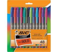 BIC Cristal Xtra Bold Fashion Retractable Ballpoint Pens, 48 Pack, NEW ASSORTED COLORS, Medium Point 1.6mm Great Colored Pens For Note Taking, School Supplies for Adults And Kids. (MSBAPP48-A-AST)