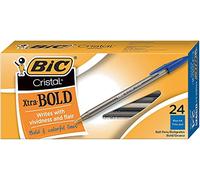 Bic Cristal Xtra Bold Lot de 24 stylos à bille, pointe grasse (1,6 mm) pour des lignes vives et spectaculaires, bleu