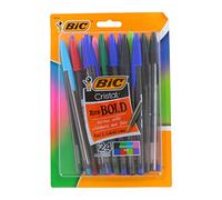 Bic Cristal Xtra Bold Stick Lot de 24 stylos à bille, pointe grasse, 1,6 mm, couleurs assorties