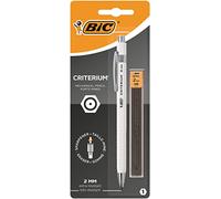 BIC Criterium Porte-Mines 2mm HB - Corps Noir ou Blanc, Blister de 1 + 6 Mines