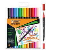 BIC Feutre DUAL BRUSH, 2en1, étui de 12, couleurs assorties