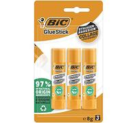 BIC ECOlutions Glue Stick - Bâtons de Colle Blanche Parfaits pour Papier et Carton, Sans Solvant - 8 g, Blister de 3 tubes (Lot de 6)