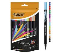 BIC Ecriture Intensity Stylos Feutres Pointe Fine (0,8 mm) - Couleurs Assorties, Pochette Refermable de 20
