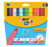 BIC KIDS Visacolor XL Feutres de Coloriage à Pointe Large - Couleurs Assorties, Etui Carton de 12