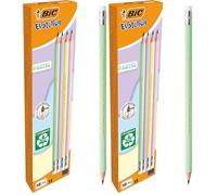 BIC Evolution Crayons Graphite Pastel avec pointe gomme et mine HB durable - Disponible en 4 couleurs - Boîte de 12 (Lot de 2)