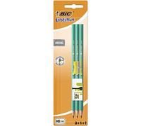BIC – Set de 3 crayons Evolution Original avec 1 gomme et 1 taille-crayon