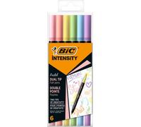 BIC Intensity Dual tip marcador 6 pieza(s) Punta de pincel Azul claro, Vert claro, Rose claro, Melocotón, Violeta, Amarillo