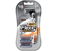 BIC Flex 5 Hybrid Rasoir jetable pour homme 5 lames, 1 manche et 4 cartouches