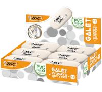 BIC Galet - Gommes Blanches en Caoutchouc Synthétique sans PVC pour Mines Graphite et Crayons de Couleurs - Boîte de 12