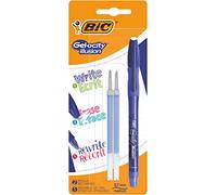 BIC Gel-ocity Illusion - Stylo Gel Effaçable Pointe Moyenne (0,7 mm) - Bleu, Blister de 1 + 2 Recharges