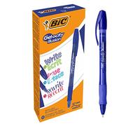 BIC Gel-ocity Illusion Stylos Gel Effaçables Rechargeable Pointe Moyenne (0,7 mm) - Bleu, Boîte de 12 Stylo Effaçable