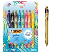 Bic Gel-ocity - Lot de 8 stylos à encre gel tendance à séchage rapide, pointe moyenne (0,7 mm), couleurs assorties, stylos à encre gel rétractables avec prise en main confortable