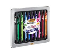BIC Gel-ocity Quick Dry Stylos gel 0,7 mm Séchage ultra-rapide Boîte métal 10 couleurs assorties
