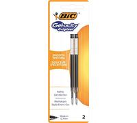BIC Gel-ocity Quick Dry - Recharges Stylos-Gel Rétractables Séchage Ultra-Rapide - Pointe Moyenne (0,7 mm) - Noir, Blister de 2