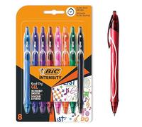 BIC Gel-ocity Quick Dry Stylos-Gel Rétractables Pointe Moyenne (0,7 mm) - Couleurs Assorties, Blister de 8