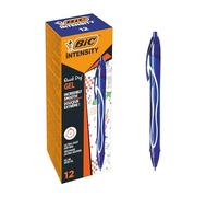 BIC Gel-ocity Quick Dry - Stylos-Gel Rétractables Séchage Ultra-Rapide - Pointe Moyenne (0,7 mm) - Bleu, Boîte de 12
