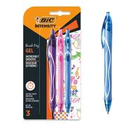 BIC Gel-ocity Quick Dry - Stylos-Gel Rétractables Séchage Ultra-Rapide - Pointe Moyenne (0,7 mm) - Couleurs Assorties, Blister de 3