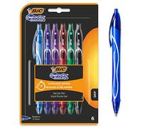 BIC Gel-ocity Quick Dry - Stylos-Gel Rétractables Séchage Ultra-Rapide - Pointe Moyenne (0,7 mm) - Couleurs Assorties, Blister de 6