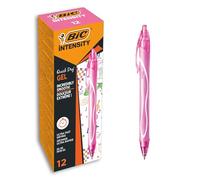 BIC Gel-ocity Quick Dry - Stylos-Gel Rétractables Séchage Ultra-Rapide - Pointe Moyenne (0,7 mm) - Rose, Boîte de 12