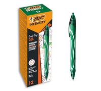 BIC Gel-ocity Quick Dry - Stylos-Gel Rétractables Séchage Ultra-Rapide - Pointe Moyenne (0,7 mm) - Vert, Boîte de 12