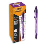 BIC Stylos gel Gel-ocity Quick Dry Rétractable Séchage ultra-rapide Pointe 0,7 mm Violet Boîte de 12