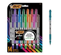 BIC Gel-ocity Smooth Stic Lot de 14 stylos à encre gel à pointe moyenne (0,7 mm), couleurs assorties, couleurs vives et lisses