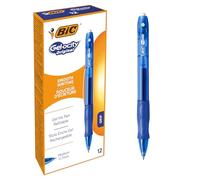 BIC Stylos Gel Gel-ocity – Rétractables et rechargeables, Pointe moyenne 0,7 mm, Bleu, Boîte de 12