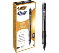 BIC Stylos gel Gel-ocity Rétractables et Rechargeables Pointe moyenne 0,7 mm Noir, Boîte de 12