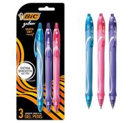 BIC Gelocity Quick Dry Retractable Fashion Gel Pen, Medium Point (0.7 mm), Assorted Colors, 3-Count