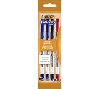 BIC Gelocity Stick Lot de 4 stylos à encre gel bleu, noir et rouge